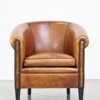 Luxe Vormgegeven Vintage Clubfauteuil Gemaakt Van Schapenleer Met Een Luxe Afwerking thumbnail 3