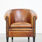 Luxe Vormgegeven Vintage Clubfauteuil Gemaakt Van Schapenleer Met Een Luxe Afwerking thumbnail 3