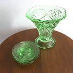 4 Set Vintage Art Deco Schoteltjes Groen Van Stolzle, Tsjechoslowakije Jaren '30 | Kerst thumbnail 3