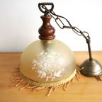 Vintage Hanglamp Met Bloemen Motief En Kristallen Kralen, Jaren '60/'70 thumbnail 4