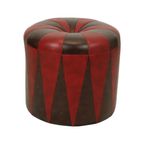 Ronde Vintage Poef Bruin Rood Tweekleurig Skai Sixties thumbnail 7
