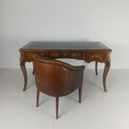 Louis Xv Dubbelzijdig Mahonie En Palissander Plat Bureau thumbnail 11