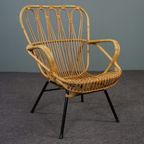 Zeer Zeldzame Dutch Design Rotan Fauteuil, 1960 thumbnail 2