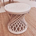 White Rattan & Bamboo Stool thumbnail 2