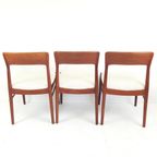 5 Vintage Teakhouten Stoelen Nieuw Gestoffeerd Teddy Deens thumbnail 11