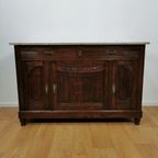 Vintage Antiek Dressoir Commode Ladekast Badkamermeubel Met Marmer Blad 606 thumbnail 4