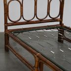 Vintage Bamboe/ Rotan Manou Bed Uit De Jaren ’70 Met Originele Spiraalbodem thumbnail 7