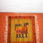 Vintage Polish Handwoven Kilim Textile With Dog Motif * Mid-Century Modern thumbnail 5