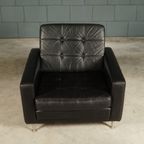 Vintage Lederen Fauteuil – Zwart – Jaren 70 thumbnail 12