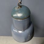 Grote Industriële Blauwgrijze Emaille Hanglamp thumbnail 11