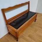 Vintage Franse Houten Klep Bank Halbank Eetkamerbank 109 thumbnail 6