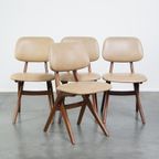 Set Van 4 Teakhouten Jaren ’60 Vintage Design Scissor Chairs Van Louis Van Teeffelen thumbnail 2