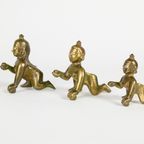 Vintage Mooie Messing Hindoe God Baby Krishna Standbeeld Decoratieve Figuur - Lord Little Baby Kr thumbnail 4