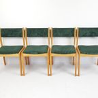 4 Vintage Dining Chairs Green | Groene Stoelen Ribstof Deens thumbnail 10