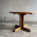 Vintage Round Pine Wood Table 70'S. thumbnail 5