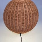 Rotan Bolvormige Vloerlamp / Tafellamp. Duitsland 1980'S thumbnail 9