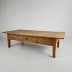 Antieke 19e Eeuwse Franse Boeren Salontafel Van Eikenhout thumbnail 4
