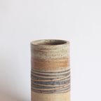 Cylindrical Ceramic Vase With Earthy Color Tones By Tue Poulsen, Denmark 1970S. thumbnail 4