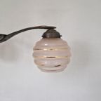 Art Deco Hanglamp Messing Hout Kroonluchter. thumbnail 3