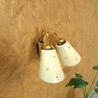 Wandlamp Goudkleur En 2 Glazen Kappen Vintage thumbnail 5