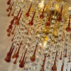Xxl Murano Teardrop Kroonluchter Hanglamp Vintage Goud Frame thumbnail 19