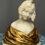 Alphonse Henri Nelson (1854–1919). Origineel Elegant Borstbeeld Van Marmer En Verguld Brons. thumbnail 5