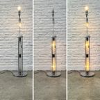 Vintage Vloerlamp - Verlichte Voet - Kristal Glas - Rode Kap thumbnail 8