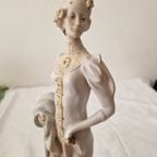 Vintage M.p Capodimonte Sculpture Woman Figure With Umbrella thumbnail 8