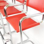 4 Krukken Rood Tuig Leer | Chroom | Marcel Breuer thumbnail 4
