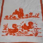 Vintage Babydeken Oranje Wit Eenden Konijn thumbnail 3