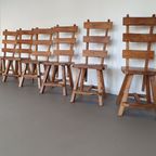 Olm Wood Brutalist Wabi Sabi Dining Set / 6 Chairs / Table. thumbnail 5