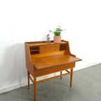 Zweeds Teak Secretaire Met Lades En Uitschuifbaar Blad, Bureau thumbnail 3