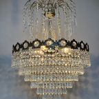 Grote Vintage Design Kristallen Brons Zak Kroonluchter thumbnail 4