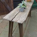 Prachtige Vintage Industrie Sidetable Tafel thumbnail 8