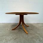 Vintage Salontafel Rond, Notenhout, Middenpoot - Alma 100cm thumbnail 3