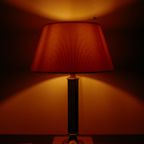 Messing Vintage Tafellamp Met Crèmekleurige Plisse Kap thumbnail 3