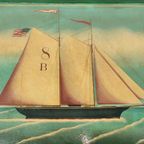 Vintage Beschilderd Paneel Met Schip thumbnail 5