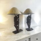 Set Van 2 Vintage Xl Brutalist Tafellampen / Verlichting thumbnail 4