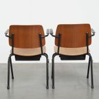 Set Van 10 Vintage Jaren ’60 Dutch Design Marko School/kantine/eetkamerstoelen Met Armleuningen thumbnail 14