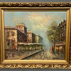 "parijse Straten". Gesigneerd. Impressionisme. Olieverf Op Doek. thumbnail 2