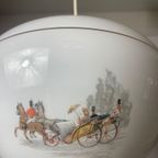 Opaal Glas Vintage Hanglamp Paarden Motief thumbnail 3