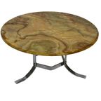 Vintage Salontafel Steen Onyx Chrome Jaren 70 Design thumbnail 7