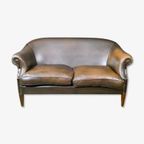 Vintage Leather 2-Seater Sofa In Dark Brown thumbnail 2