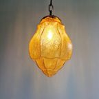 Art Deco Hanglamp In Amberkleurig Gebarsten Glas, 1920-30S thumbnail 7