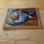 Mid Century Schilderij Geleefd Kunst Op Doek thumbnail 4