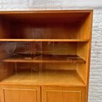Vintage Hoge Kast - Licht Hout - Met Vitrine En Deurtjes thumbnail 3