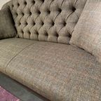 'Dartford' Chesterfield 3 Zits Bank Harris Tweed Met Vintage Cognac Leer thumbnail 6