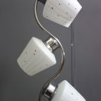 Pendant Lamp 3 White Glass Shades And Chrome Bar1960S thumbnail 8