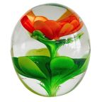 Vintage Murano Glas Presse Papier Oranje Bloem 1970’s thumbnail 7