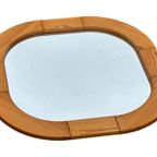 Vintage Spiegel Jaren 70 Ovale Grenen Hout Zweeds Design thumbnail 3